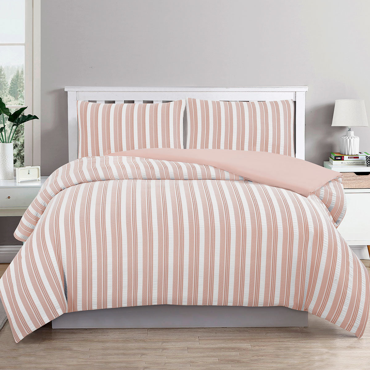 Ardor Seersucker Waffle Quilt Cover Set Double - Cove Rose Dust (Peach) - SuperSaverAU - view 1