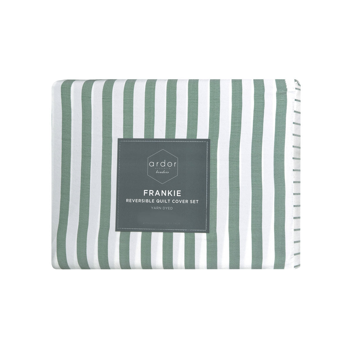 Ardor Frankie Sage Stripe Yarn Dyed Reversible Quilt Cover Set King - SuperSaverAU - view 3