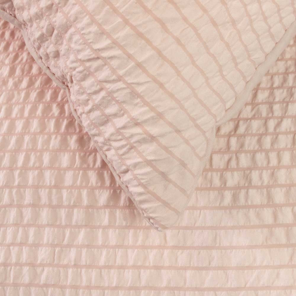 Ardor Ingrid Blush Seersucker Stripe Quilt Cover Set King - Ruched Design - SuperSaverAU - view 2