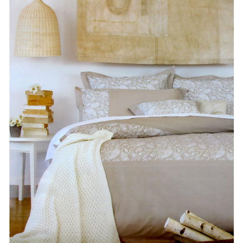 Ardor Queen Quilt Cover Set - 225TC Cotton Rich Paisley Print, Stone - SuperSaverAU - view 1