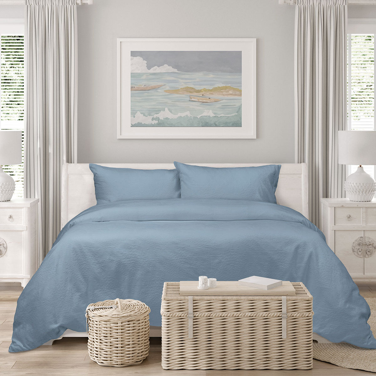 Algodon Romy Blue Cotton Jacquard Quilt Cover Set – King