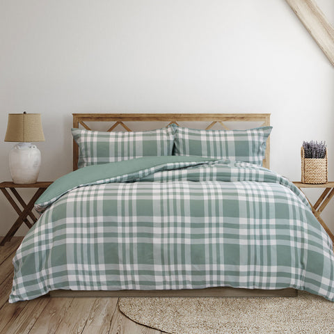 Ardor Ronan Green Plaid Jacquard Quilt Cover Set – King