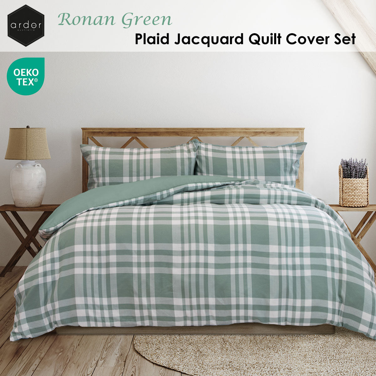Ardor Ronan Green Plaid Jacquard Quilt Cover Set – King
