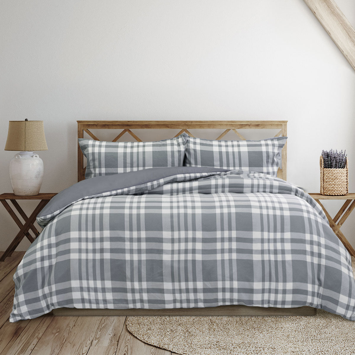 Ardor Ronan Grey Plaid Jacquard Quilt Cover Set – Queen