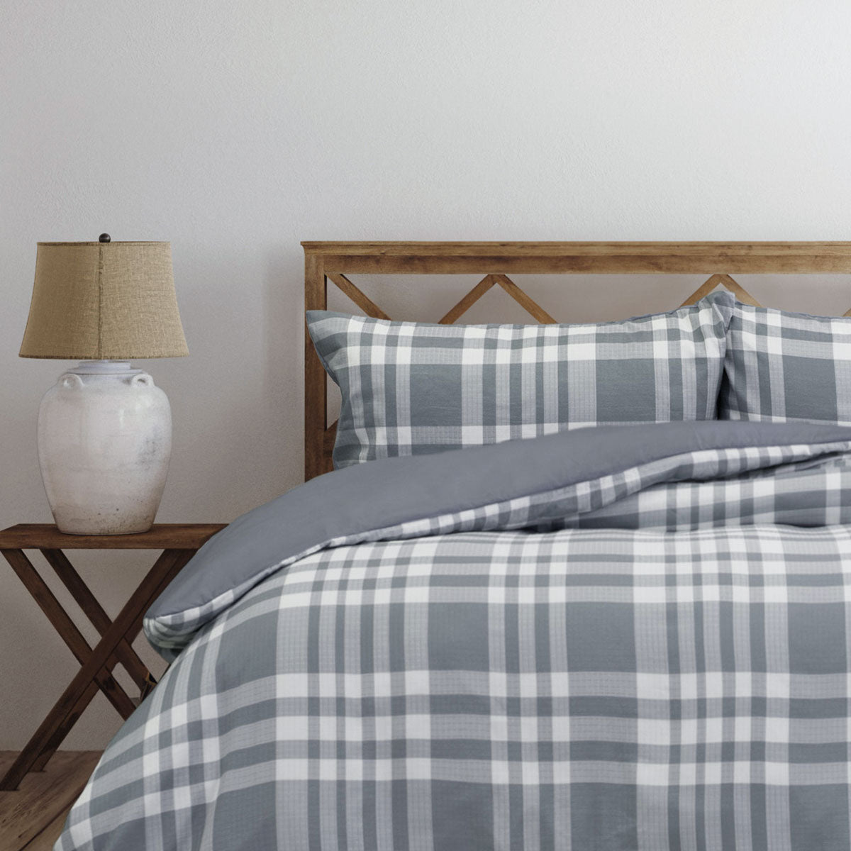 Ardor Ronan Grey Plaid Jacquard Quilt Cover Set – Queen