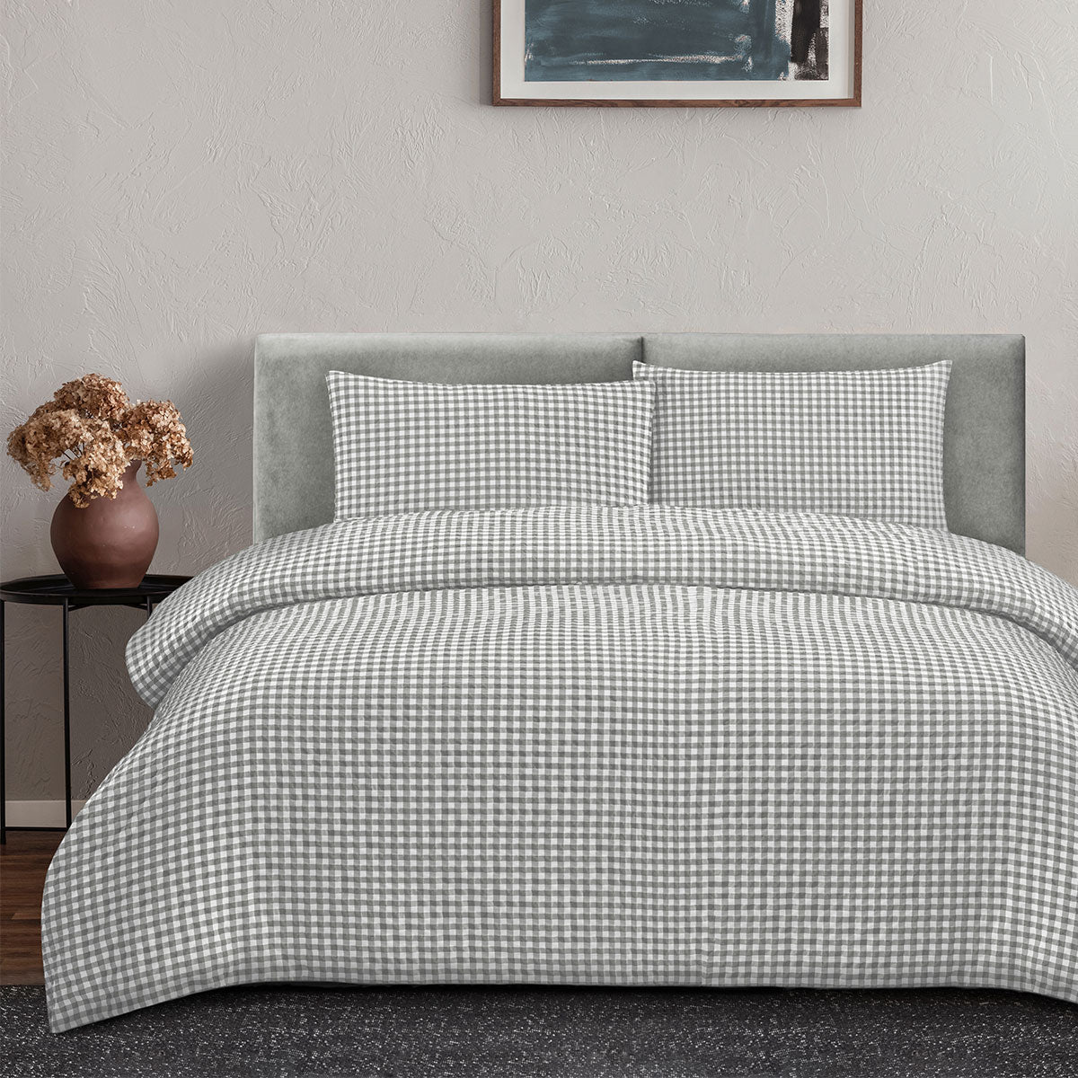 Ardor Rowe Grey Seersucker Quilt Cover Set – King