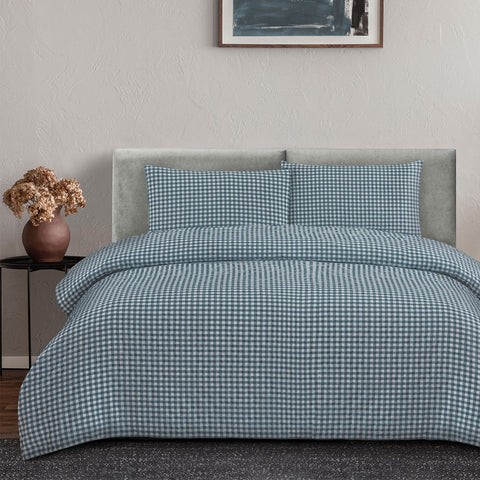 Ardor Rowe Teal Seersucker Quilt Cover Set – King