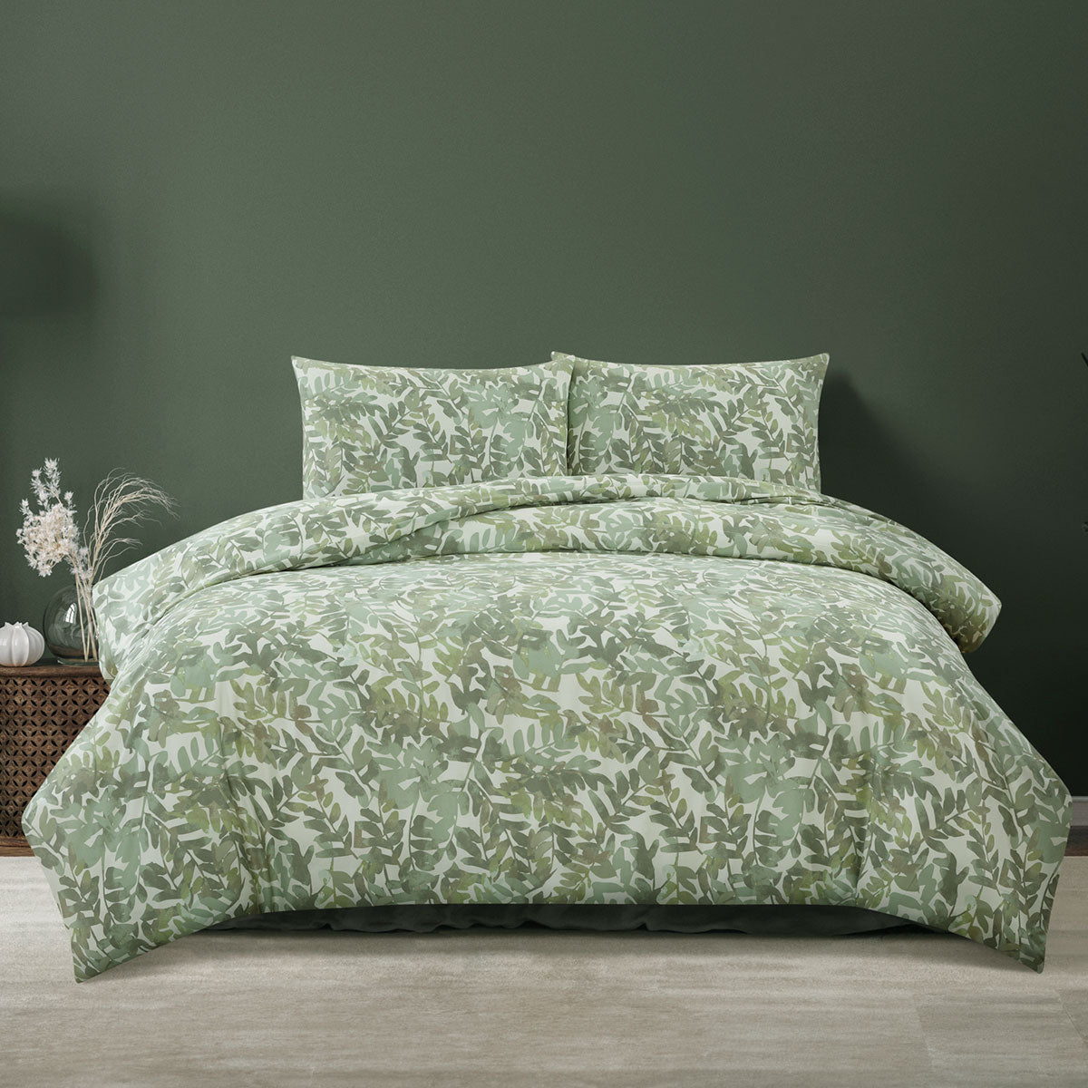 Ardor Solana Sage Watercolour Print Quilt Cover Set Queen - SuperSaverAU - view 1