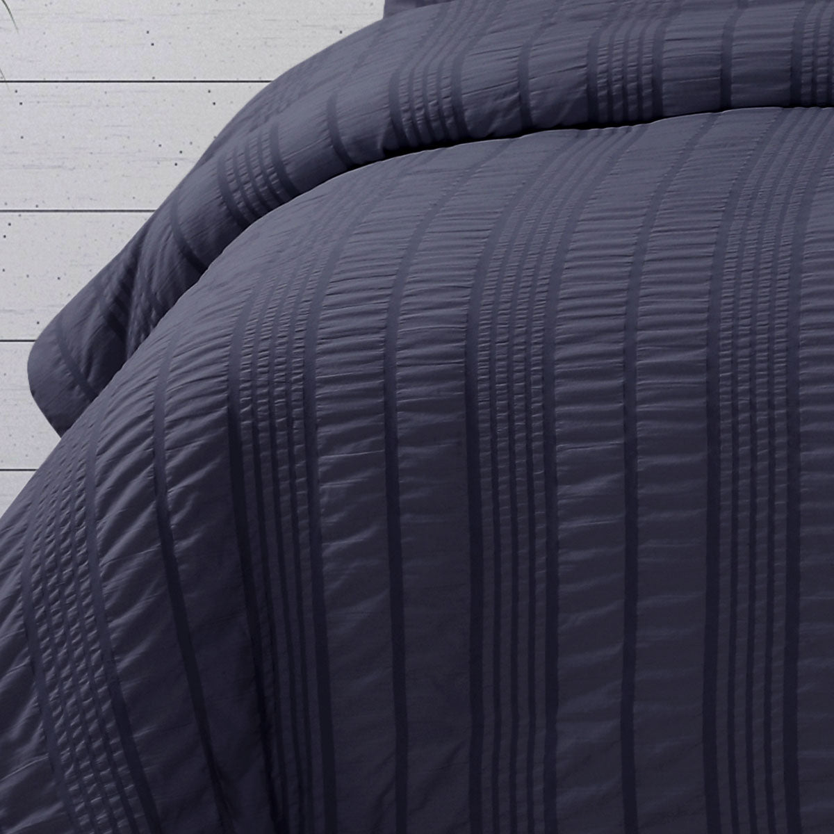 Ardor Seersucker Stripe Quilt Cover Set Queen - Textured Polyester, Striped Design - SuperSaverAU - view 1
