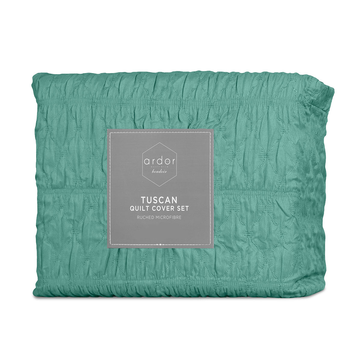 Ardor Tuscan Teal Ruched Quilt Cover Set – Queen