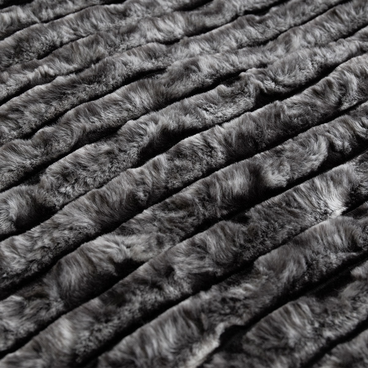 Ardor Cole Ash Striped Faux Fur Throw Rug – 130 x 170cm