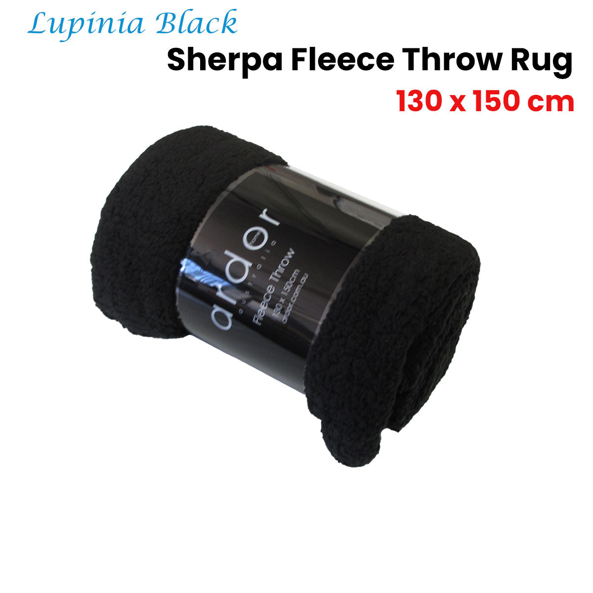Ardor Black Sherpa Fleece Throw Rug 130 x 150cm - Soft & Cozy Home Decor - SuperSaverAU - view 2