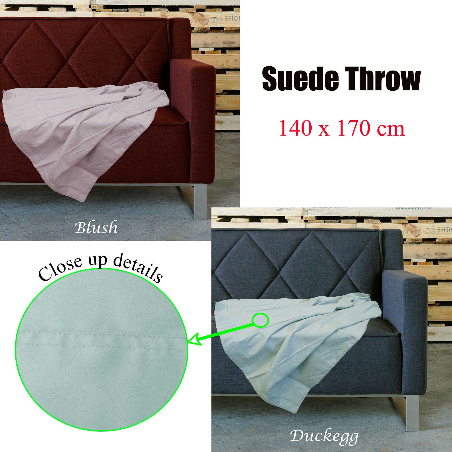 Retro Home Portsea Faux Suede Throw Bed Runner 140x170 cm - Solid Color Design - SuperSaverAU - view 1