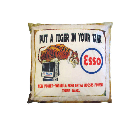 Australian Mancave Retro Cushion ESSO Crouching Tiger 40 x 40 cm - Nostalgic Design - SuperSaverAU - view 1