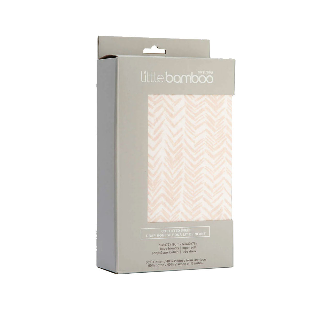 Little Bamboo Jersey Fitted Sheet Cot Size Herringbone Dusty Pink 135x77cm - SuperSaverAU - view 1