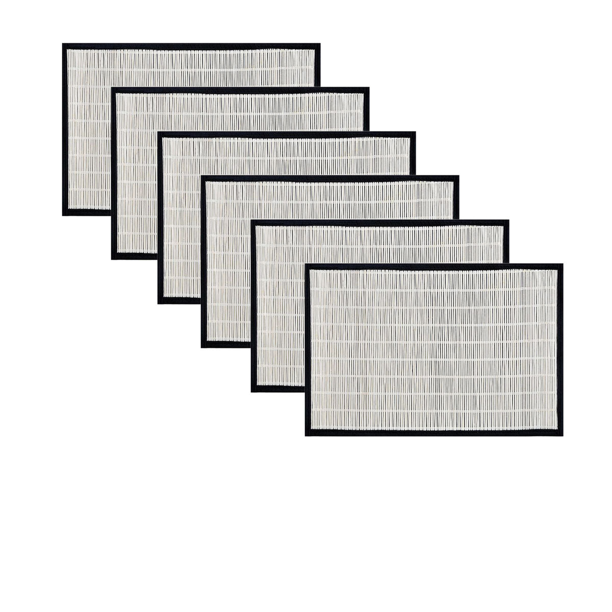 Set of 6 Bamboo Table Placemats 30 x 45cm - Woven Design, Non-skid Backing, Black - SuperSaverAU - view 1
