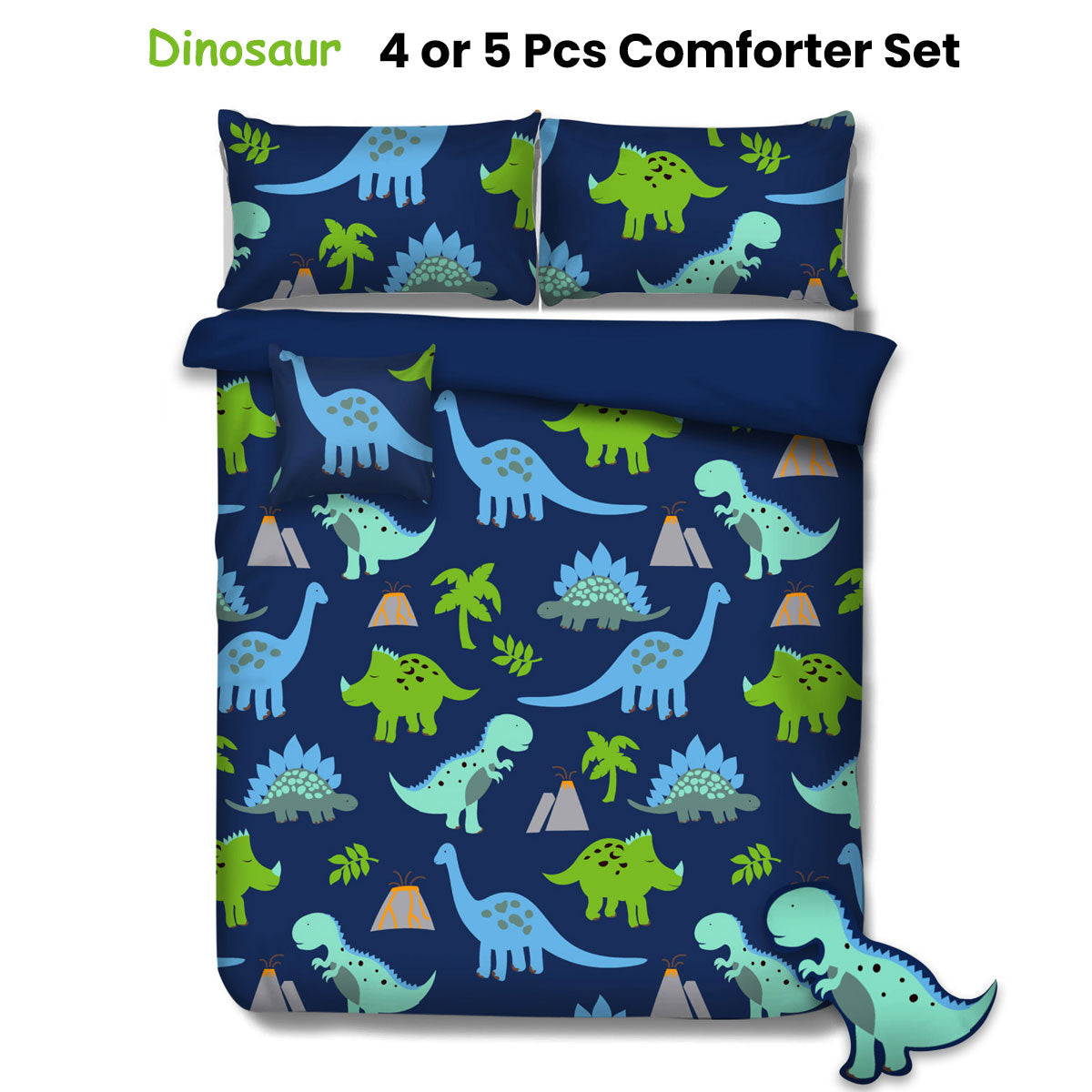 Ramesses Dinosaur Kids Adventure 5 Piece Comforter Set - Double