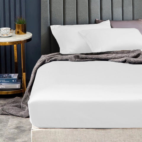 Ramesses 1500TC Elite Egyptian Cotton Sateen Fitted Sheet Combo Set White Queen - SuperSaverAU - view 1