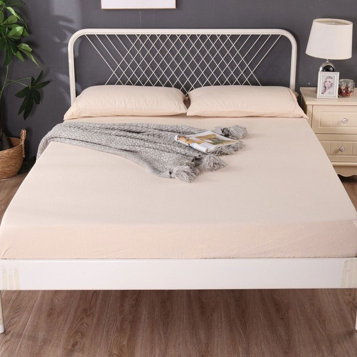 Ramesses 1000TC Linen Bamboo Fitted Sheet Combo Set - Linen Double