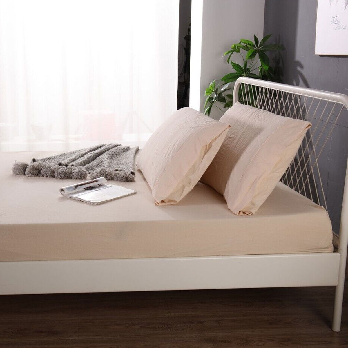 Ramesses 1000TC Linen Bamboo Fitted Sheet Combo Set - Linen Queen