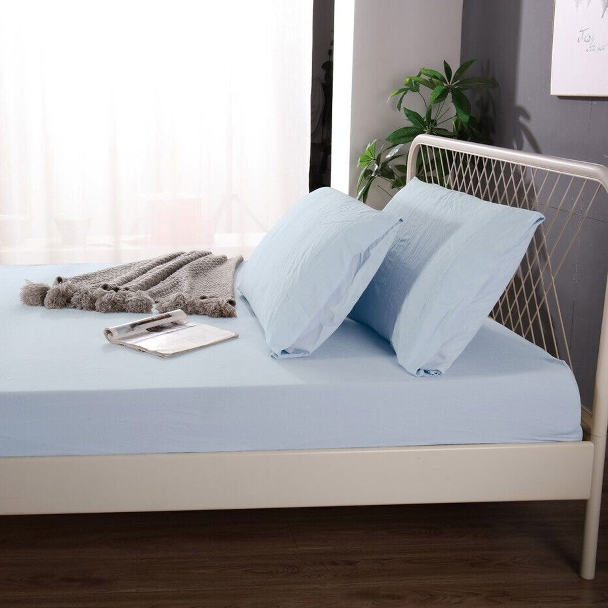 Ramesses 1000TC Linen Bamboo Fitted Sheet Combo Set - Plein Air Queen