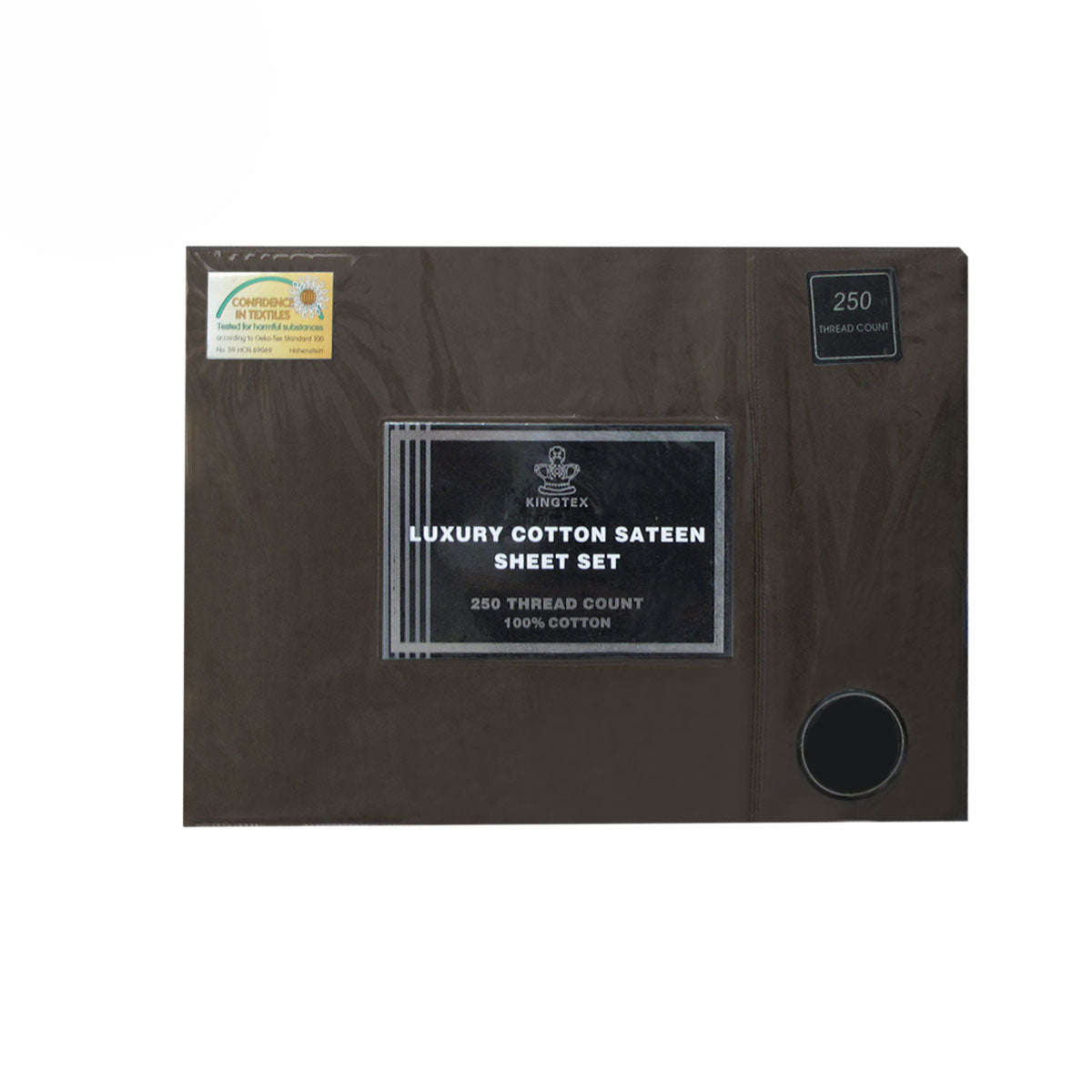 Kingtex 250TC 100% Cotton Sateen Sheet Set Dark Chocolate Double - Luxurious Comfort - SuperSaverAU - view 1