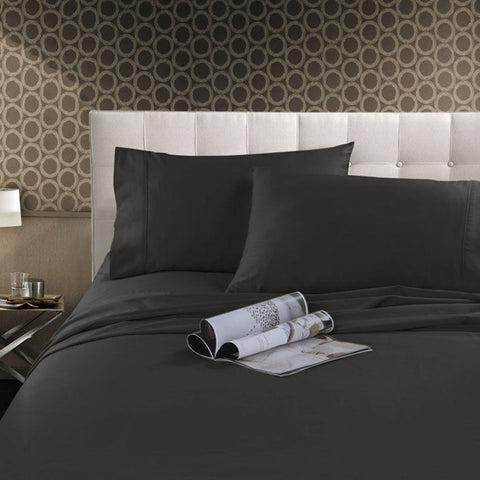 Kingtex 300TC Cotton Sateen Sheet Set Charcoal Double - Soft, Breathable Design - SuperSaverAU - view 1