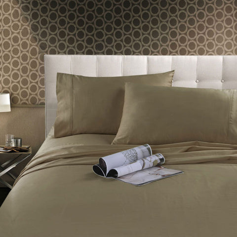 Kingtex 300TC Cotton Sateen Sheet Set - Single, Solid Colour, 100% Cotton - SuperSaverAU - view 1