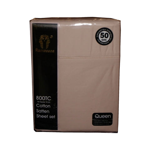 Ramesses Cotton Sateen Sheet Set 800TC Linen King - Oeko-Tex, 50cm Wall - SuperSaverAU - view 1
