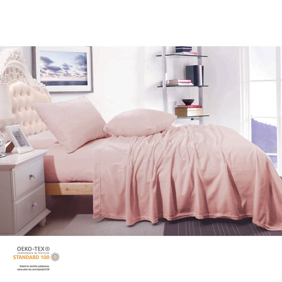Shangri La Cashmere Touch Micro Flannelette Sheet Set – Dusty Pink Single