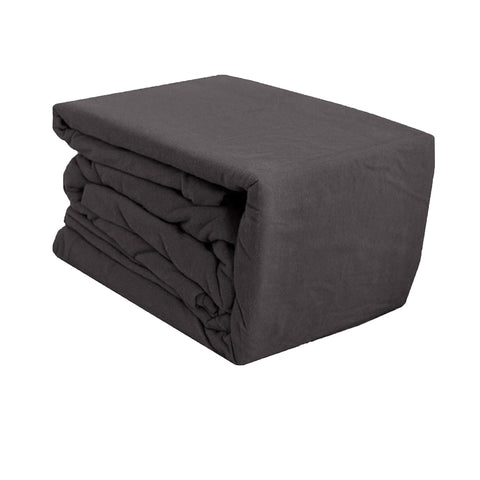 Ramesses Egyptian Cotton Flannel Sheet Set Charcoal Single - Solid Design, Machine Washable - SuperSaverAU - view 1