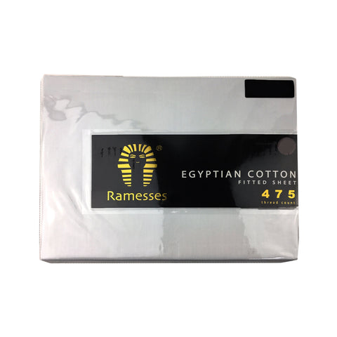 Ramesses 475TC Egyptian Cotton Fitted Sheet King 40cm Wall - White - SuperSaverAU - view 1