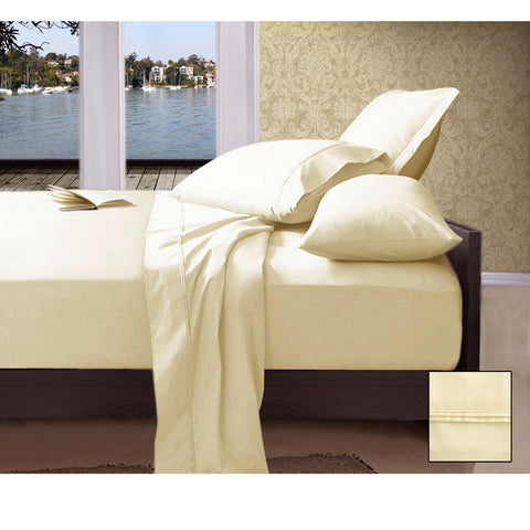 Ramesses 1000TC American Pima Cotton Sheet Set Ivory Queen - Soft & Durable - SuperSaverAU - view 1