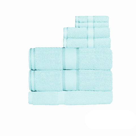 Kingtex 550gsm Cotton 7 Pce Bath Sheet Set - Soft Aqua, Extra Large, Absorbent - SuperSaverAU - view 1
