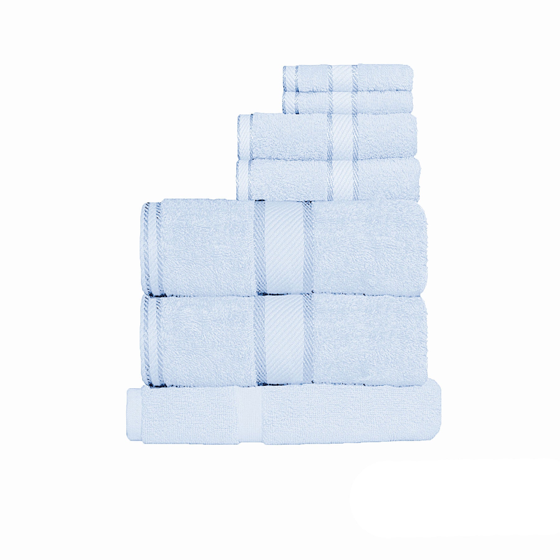 Kingtex 550gsm Cotton 7 Pce Towel Set - Soft, Absorbent, Baby Blue - SuperSaverAU - view 1