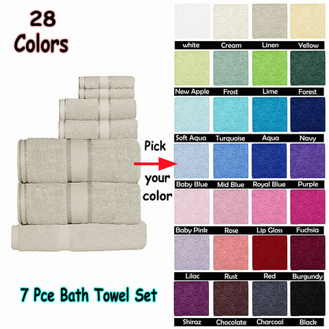 Kingtex 550gsm Cotton 7 Pce Towel Set Black - Soft, Absorbent, 100% Cotton - SuperSaverAU - view 1