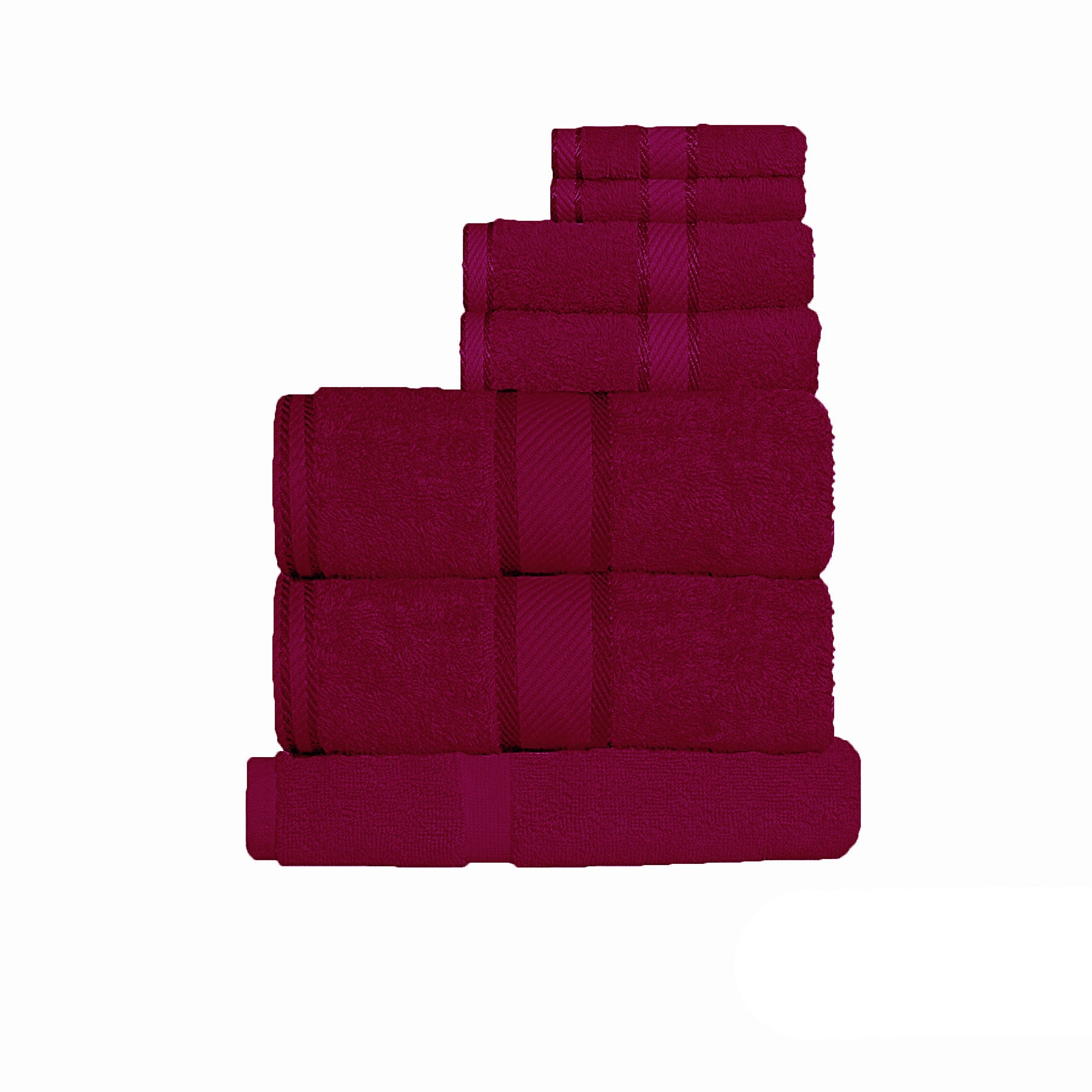 Kingtex Cotton Towel Set with 550GSM Combed Pile - Burgundy, 7 Piece