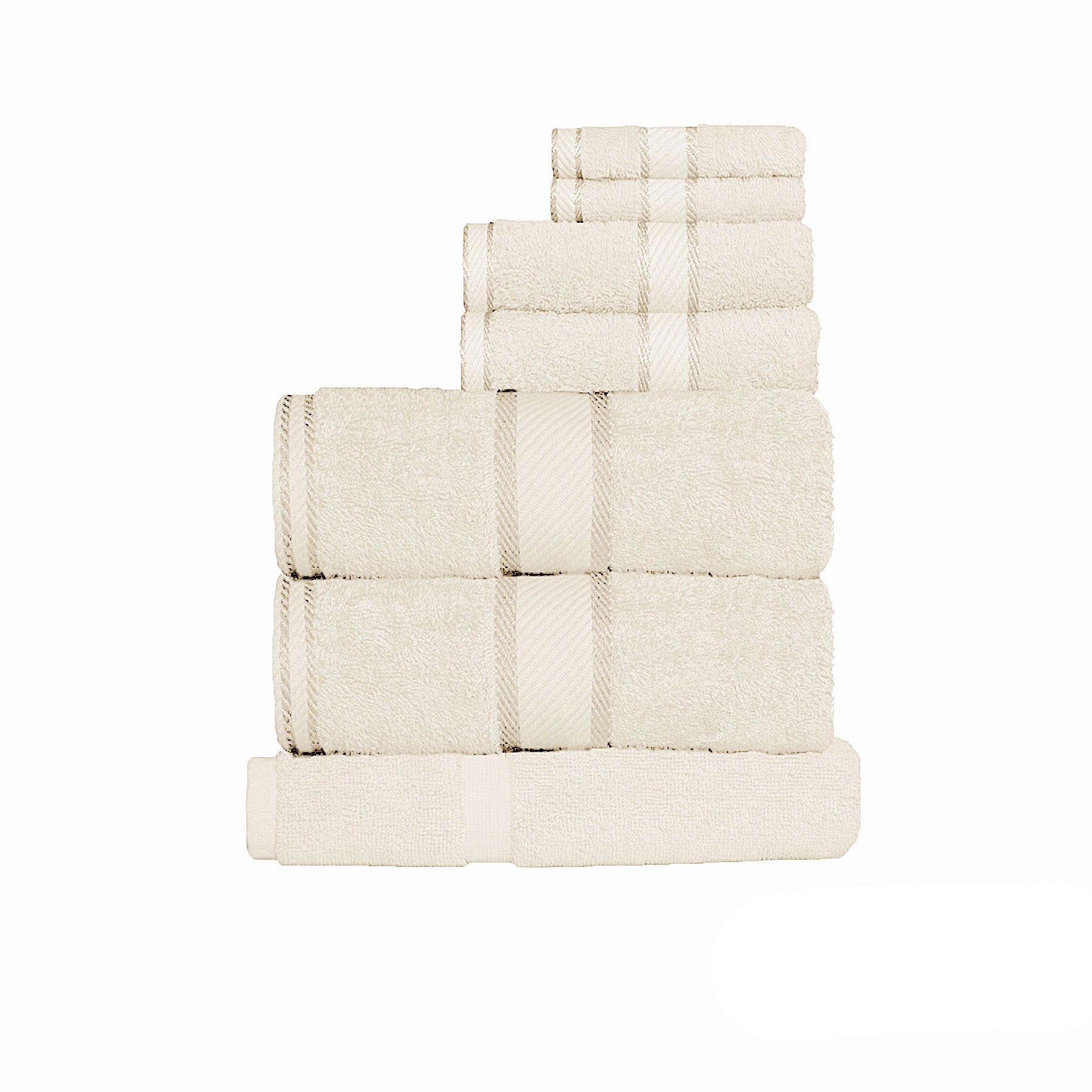 Kingtex 550gsm Cotton 7 Pce Towel Set - Soft, Absorbent, Cream, Includes Bath Mat - SuperSaverAU - view 1