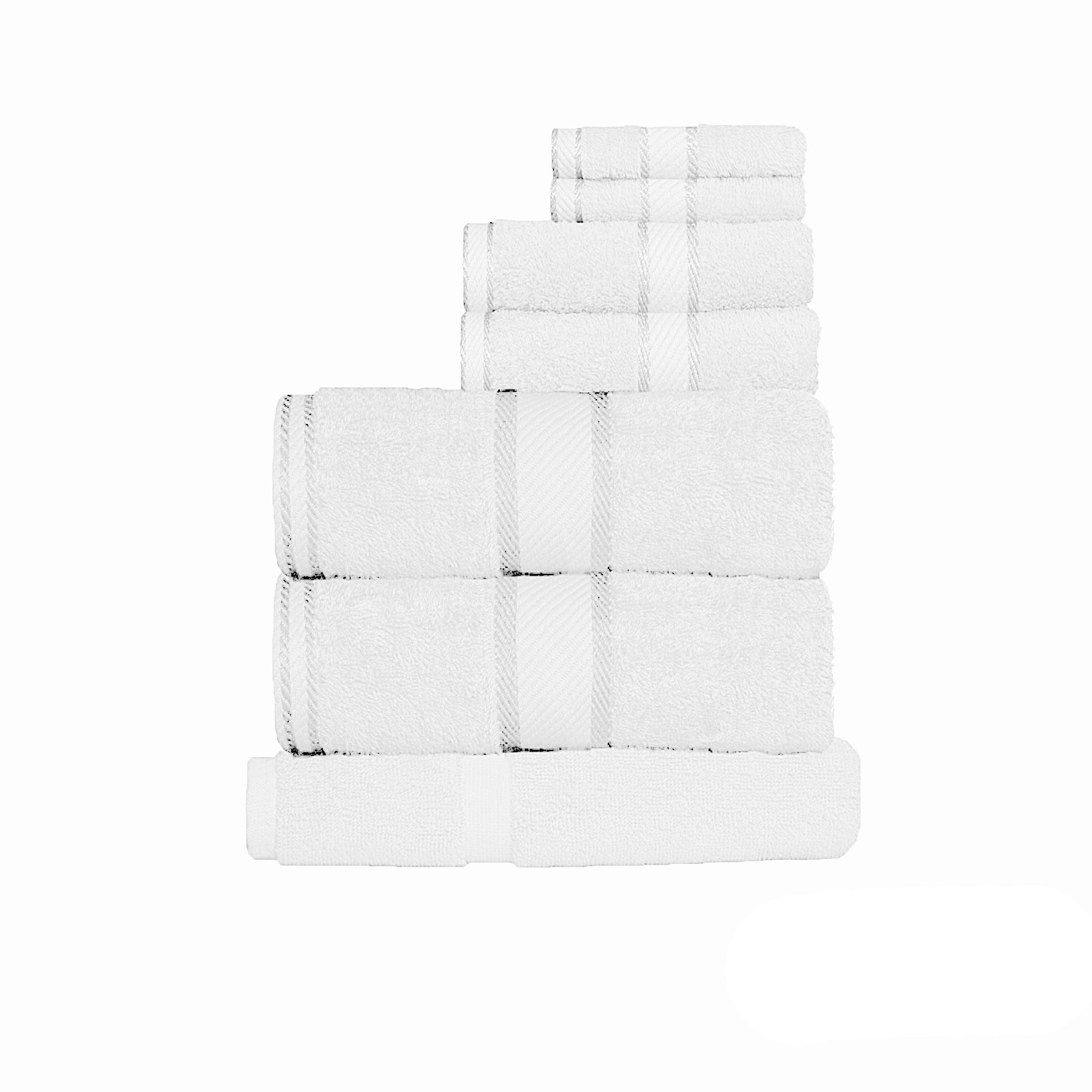 Kingtex Cotton Towel Set with 550GSM Combed Pile - White, 7 Piece