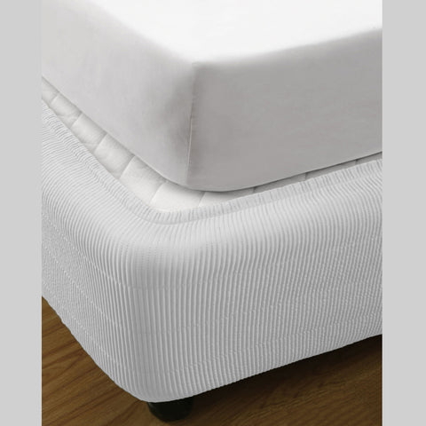 Ramesses Vertical Quilted Bed Valance Wrap - Double, Satin Polyester, Machine Washable - SuperSaverAU - view 1
