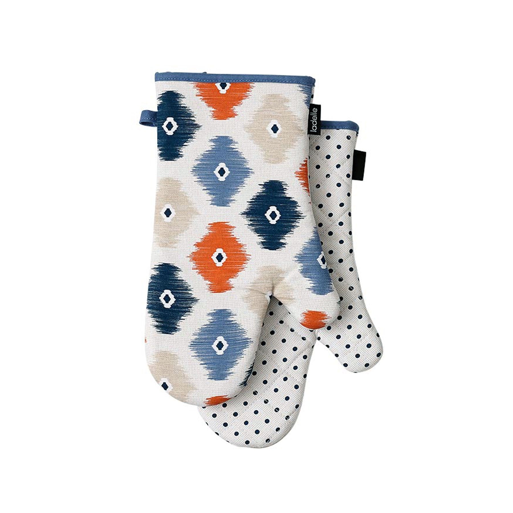Ladelle Mila Cotton Kitchen Oven Mitts Set of 2 - Mosaic Artwork, 18x33 cm - SuperSaverAU - view 1