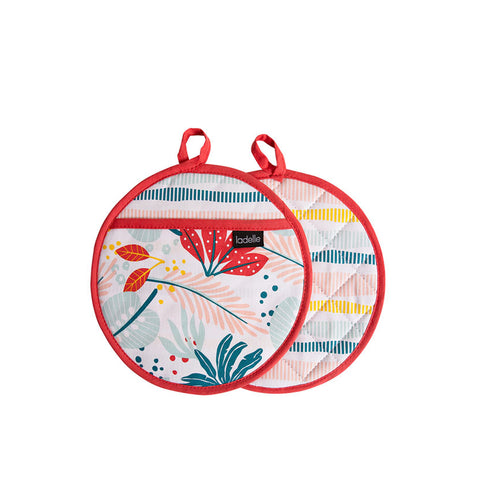 Ladelle Zest Set of 2 Pot Holders 21 x 21 cm, Quilted Design, 100% Cotton - SuperSaverAU - view 1