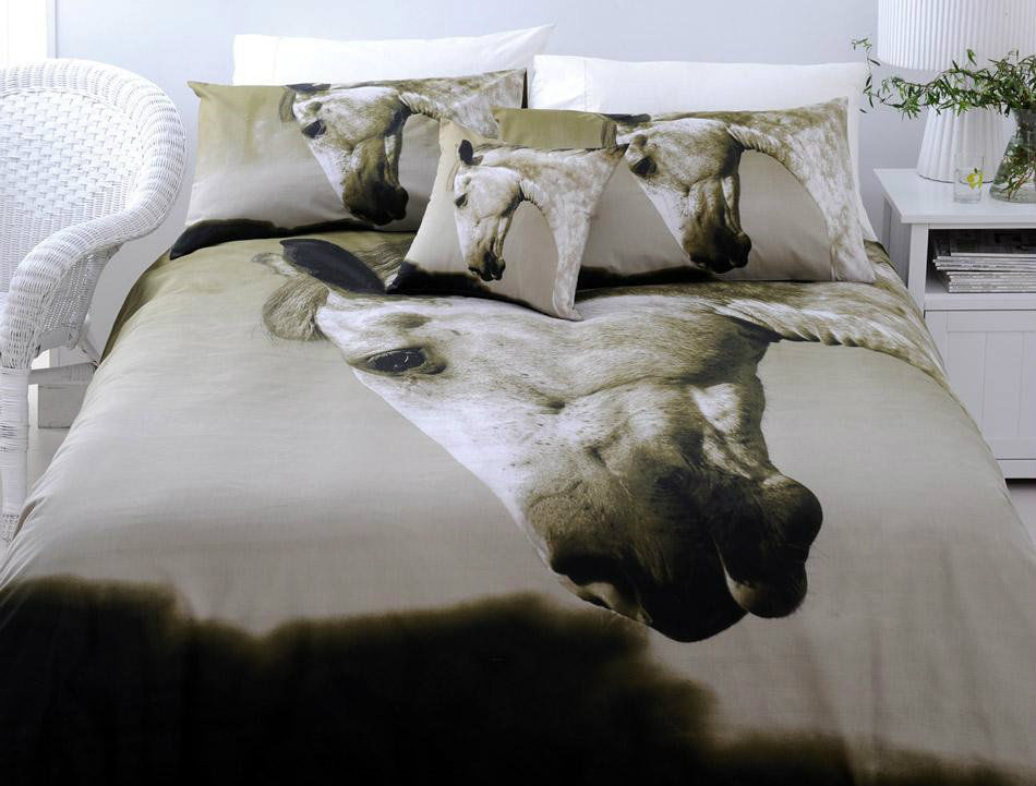 Just Home Dapple Horse Quilt Cover Set King - Horse Print Design, 180 Thread Count - SuperSaverAU - view 1