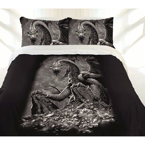 Just Home Green Eyed Dragon Quilt Cover Set Single - Dragon Print Design - SuperSaverAU - view 1