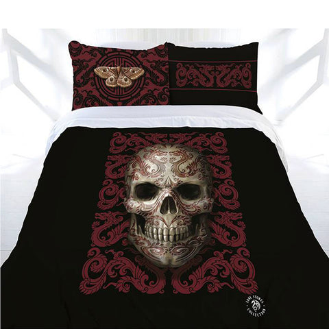 Anne Stokes Oriental Skull Quilt Cover Set Single - Tattooed Skull & Dragons - SuperSaverAU - view 1