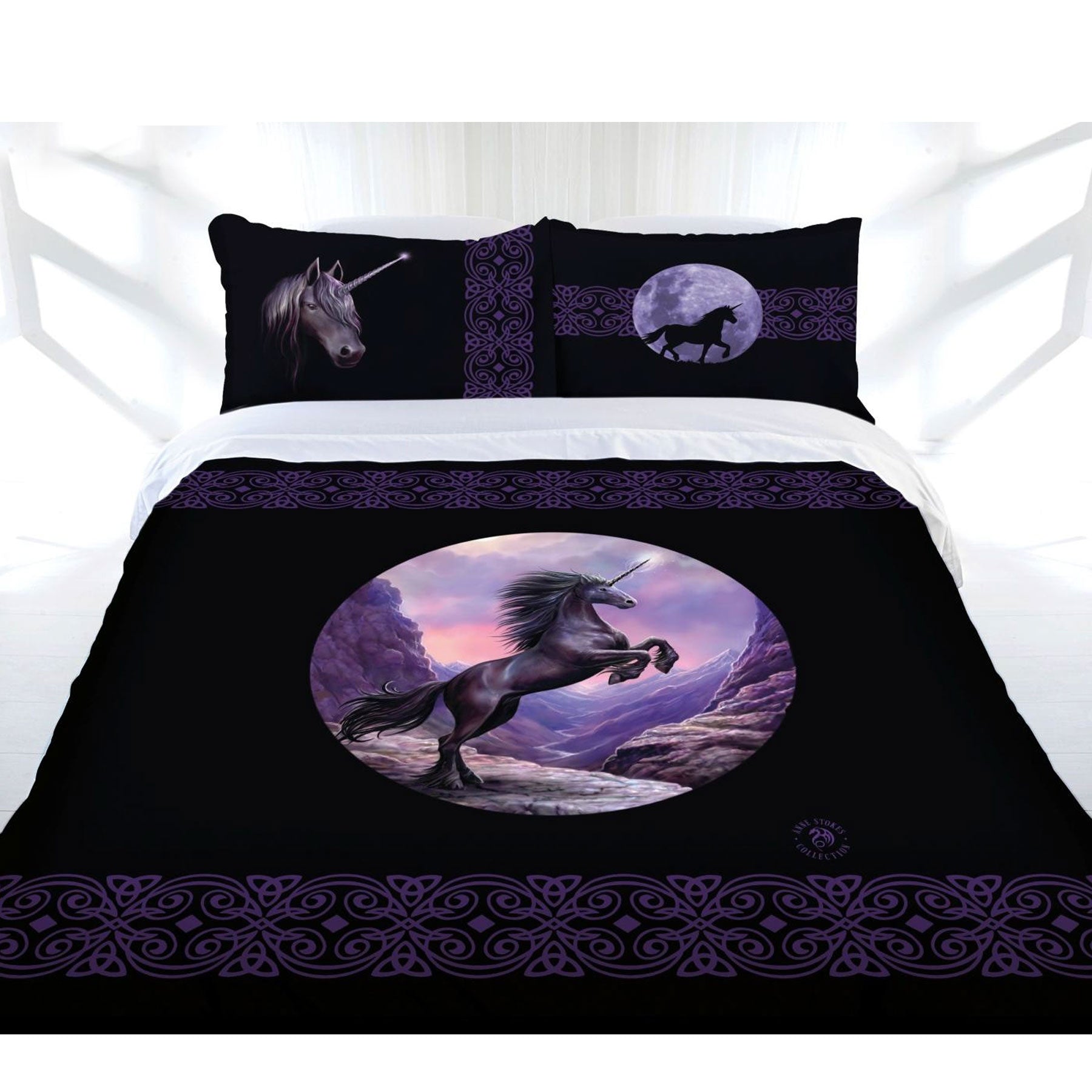 Anne Stokes Black Unicorn Quilt Cover Set 180x210 cm - Fantasy Design - SuperSaverAU - view 1