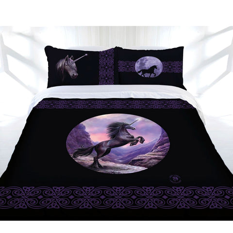 Anne Stokes Black Unicorn Quilt Cover Set 180x210 cm - Fantasy Design - SuperSaverAU - view 1