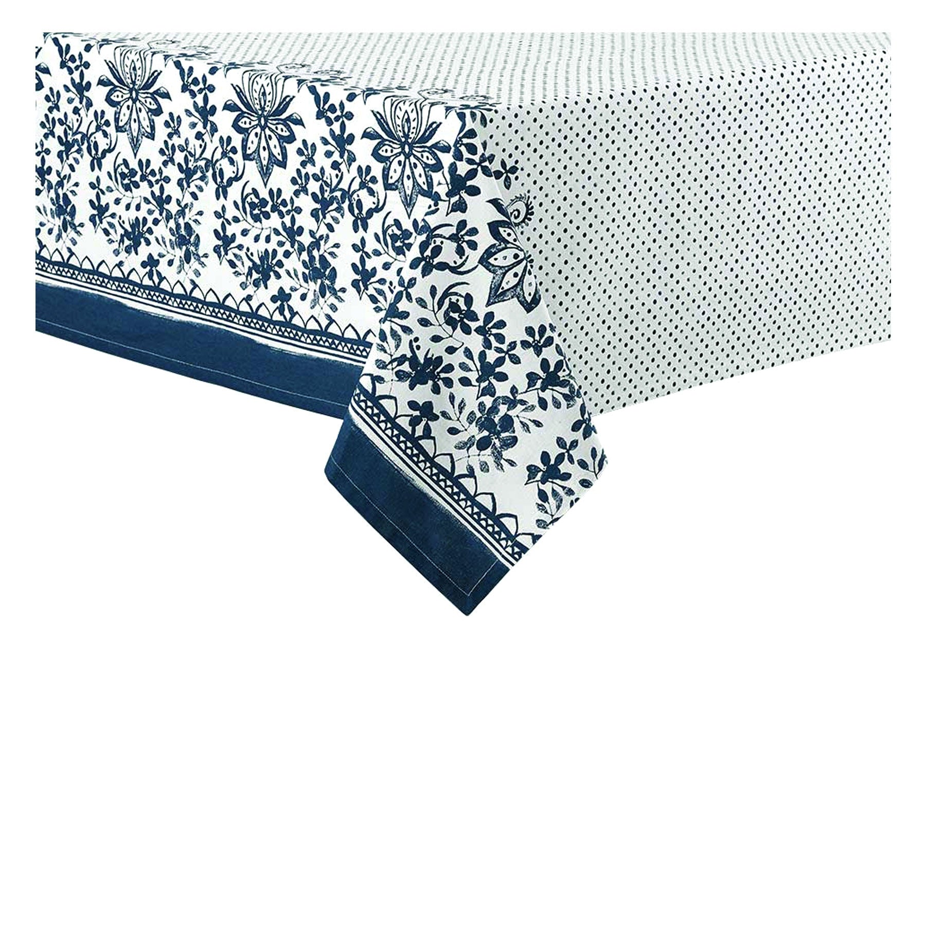 Ladelle Watercolour Floral Tablecloth 150 x 225 cm Oblong 6 to 8 Seater Navy - SuperSaverAU - view 1