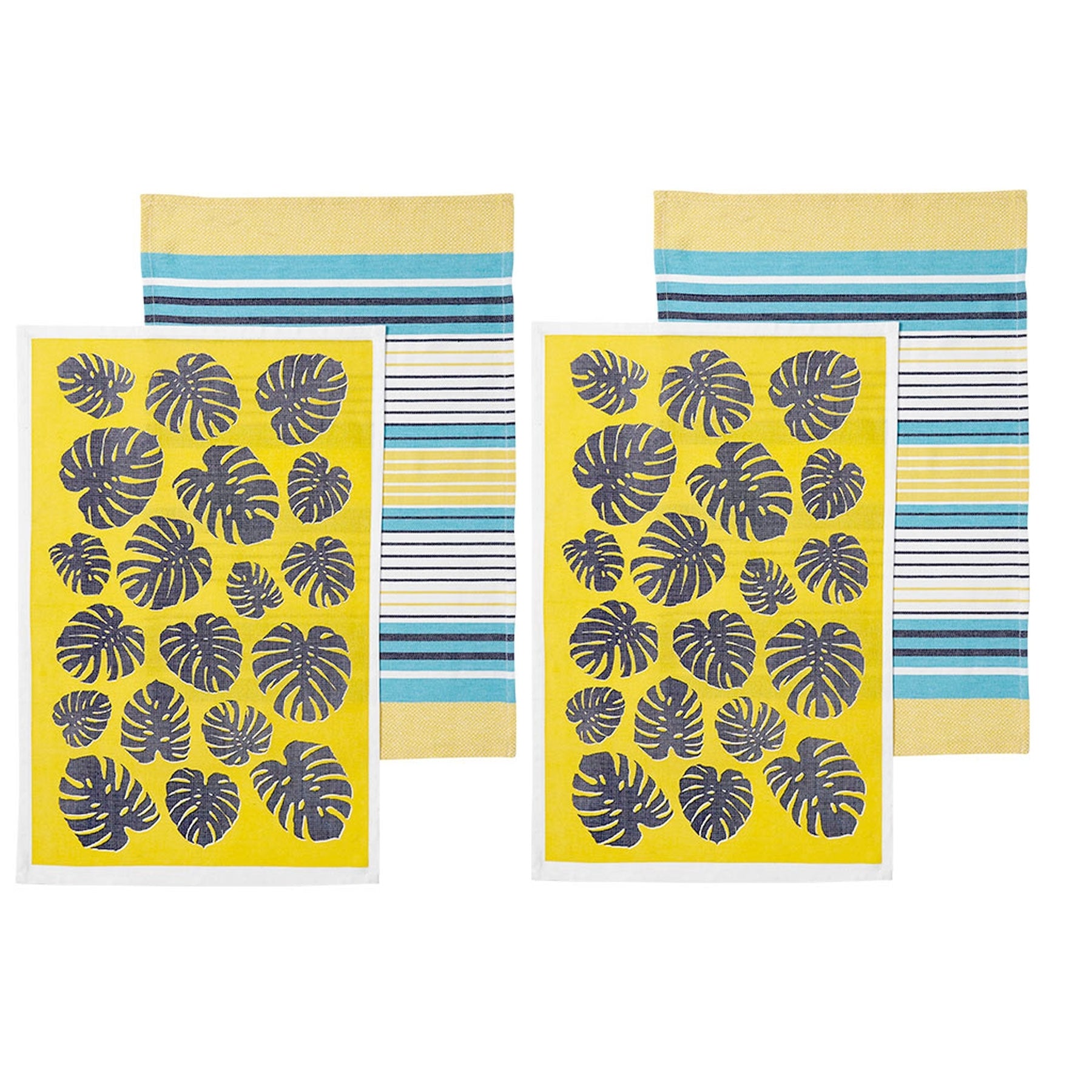 Ladelle Set of 4 Bahamas 45x70 cm Cotton Tea Towels - Tropical Leaves Design - SuperSaverAU - view 1