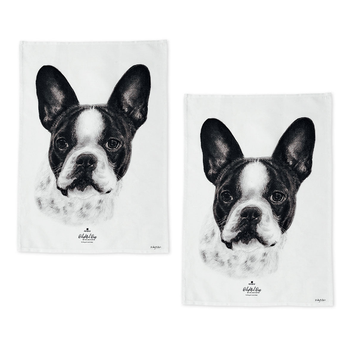 Set of 2 Delightful Dogs Kitchen Tea Towels 50 x 70 cm - 100% Cotton, Dog Print - SuperSaverAU - view 1